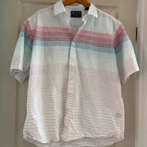 Charleston Threads Men’s Short Sleeve Cotton Striped Button Down Shirt XL